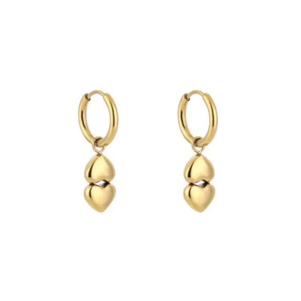 Double Hearts Earrings Gold
