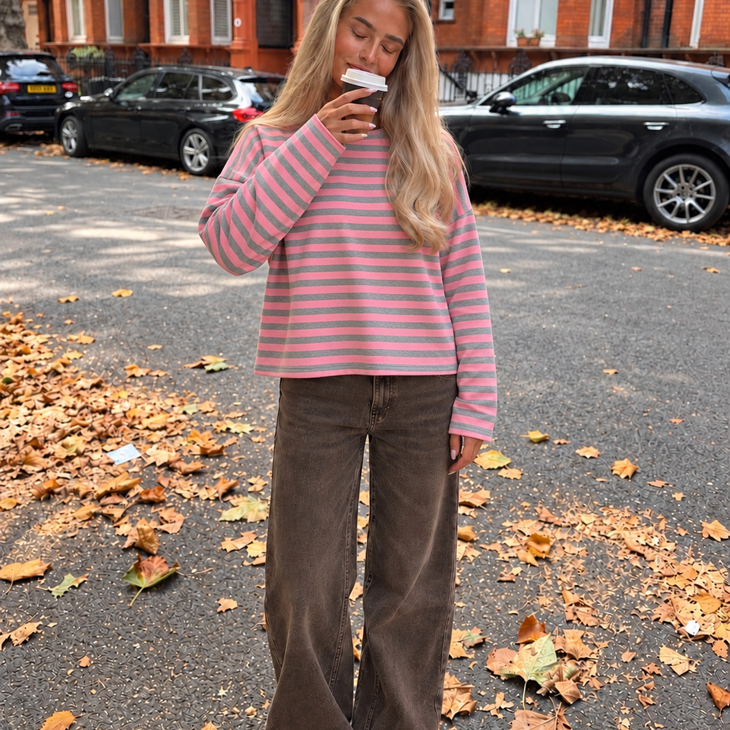 Lennie Striped Longsleeve Grey & Pink