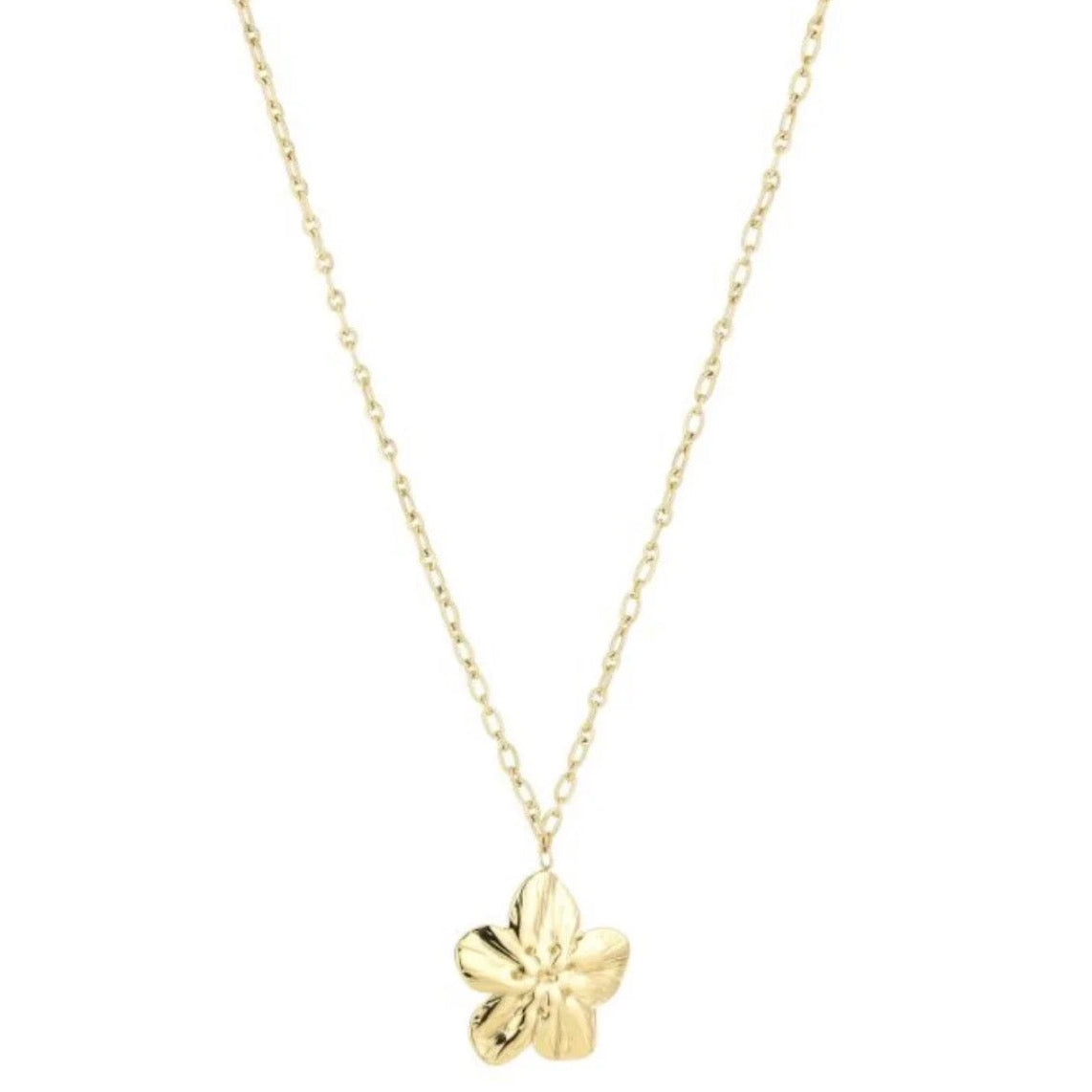 Long Tropical Flower Necklace Gold