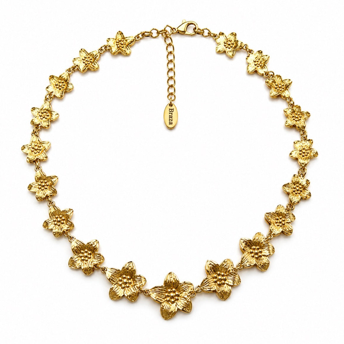 Multi Cute Flower Necklace Gold
