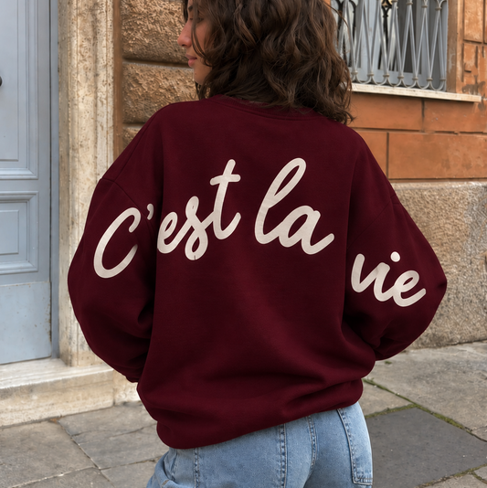 C’est La Vie Sweater Bordeaux