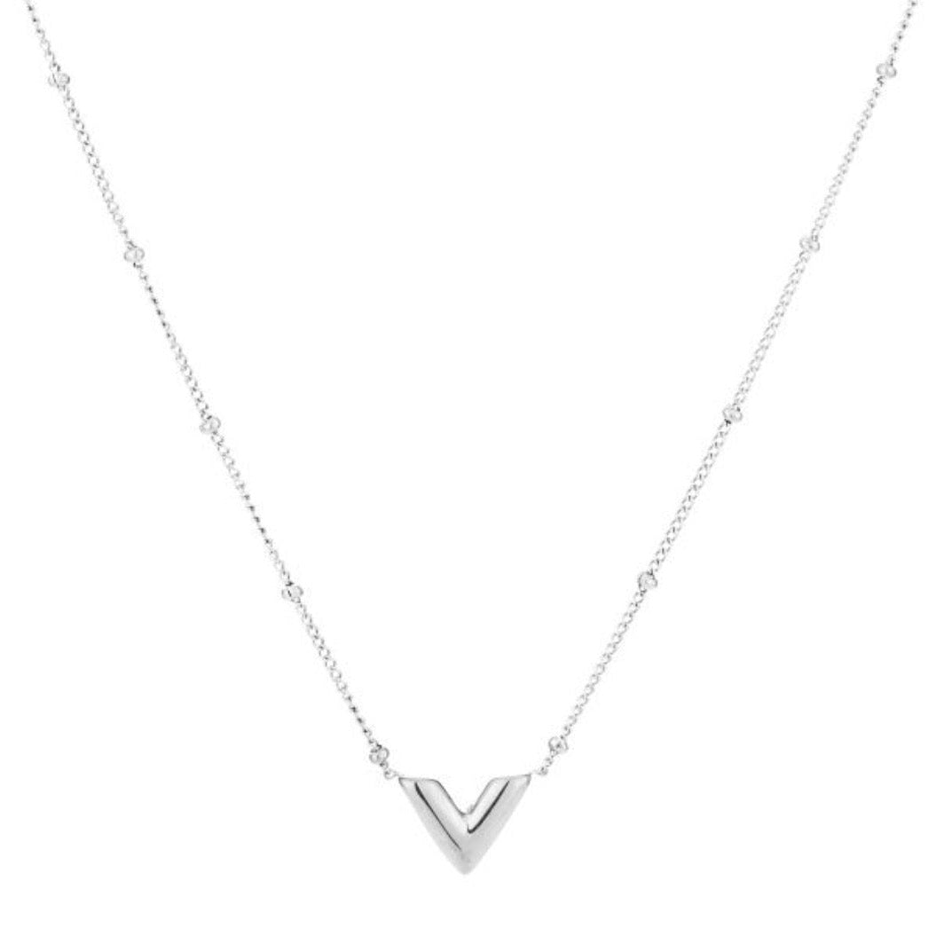 Thin V Necklace Silver
