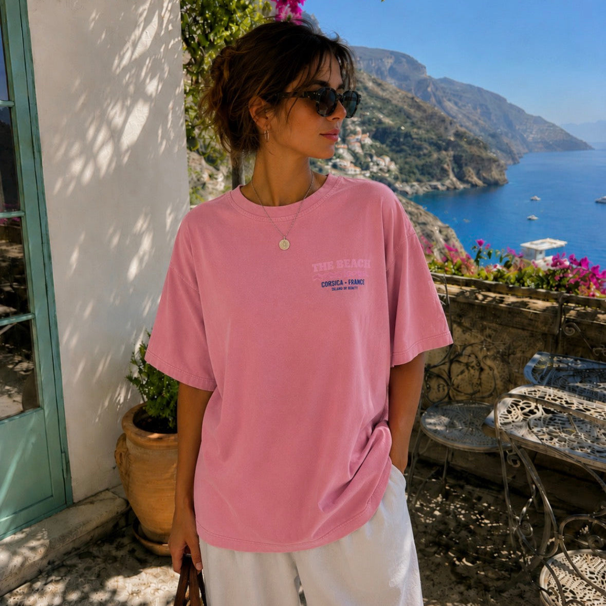 The Beach T-shirt Rose and Blue