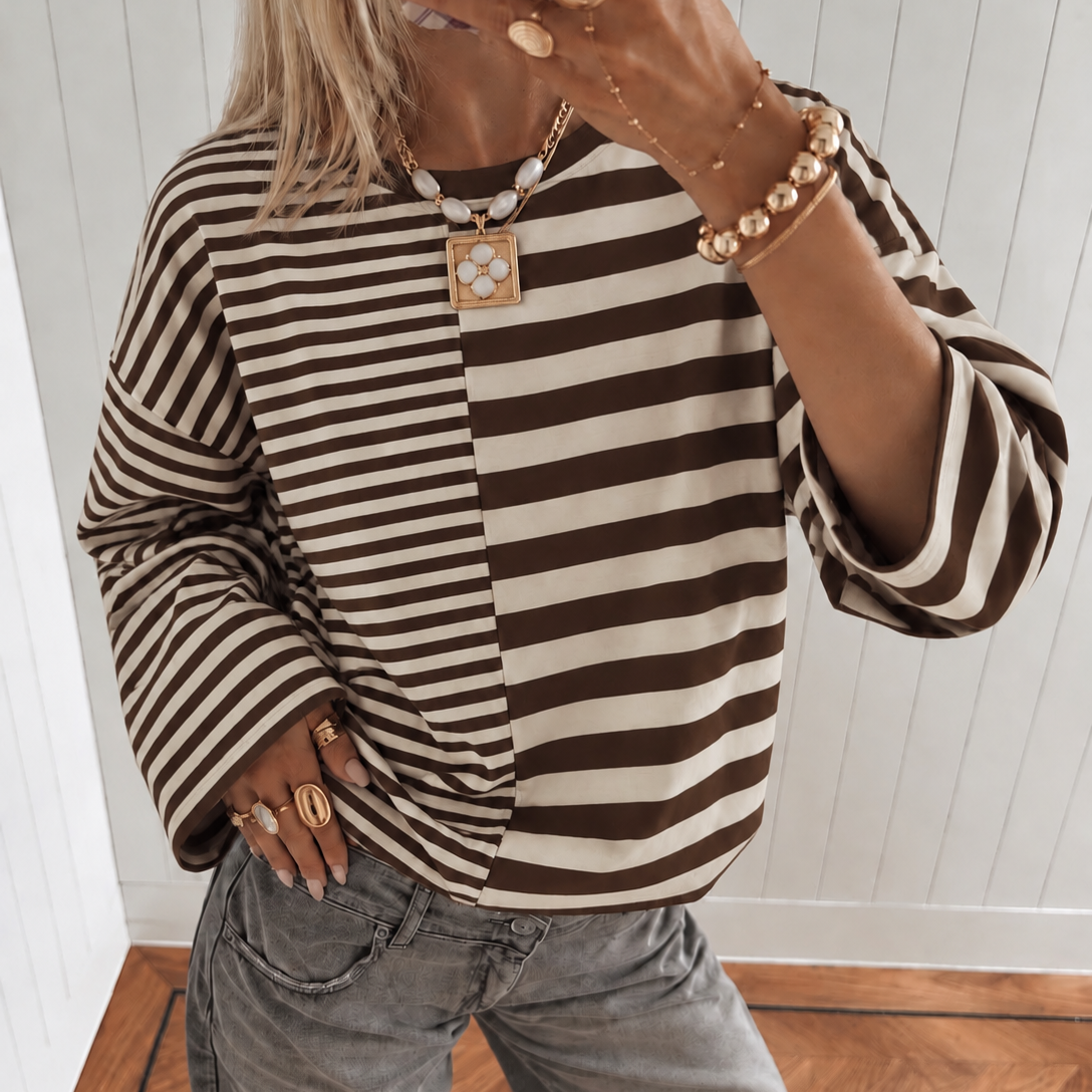 Hailey Striped Longsleeve Beige & Brown