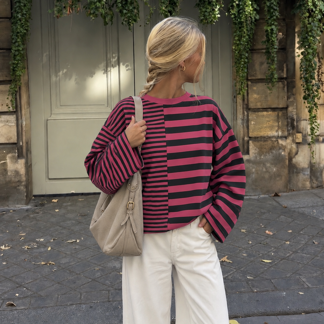 Hailey Striped Longsleeve Green & Rose
