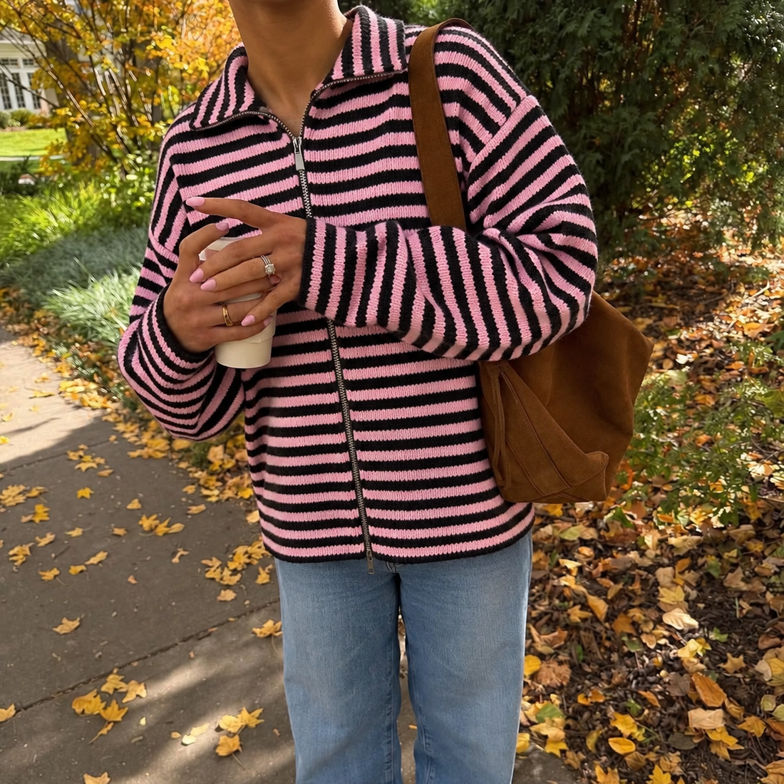 Marlow Striped Vest Brown & Rose