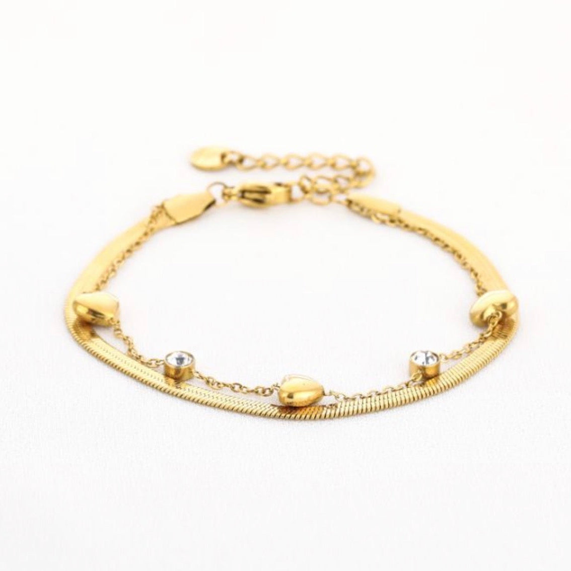 Plate & Cute Heart Bracelet Gold