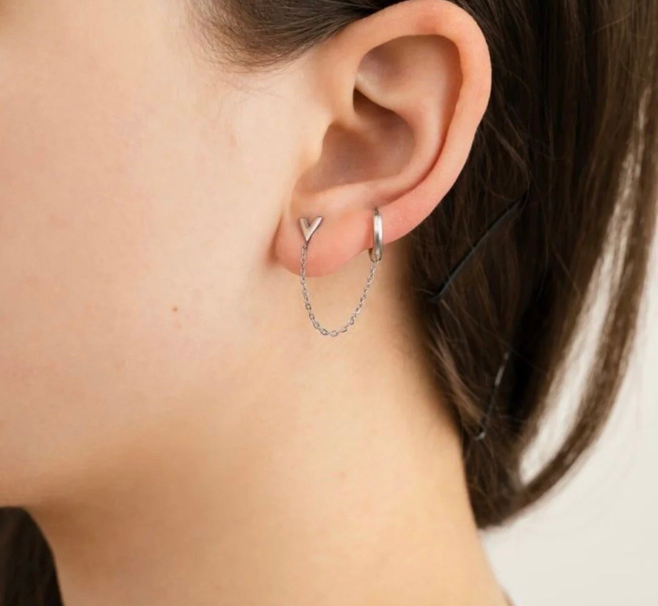 Double V Earrings Silver