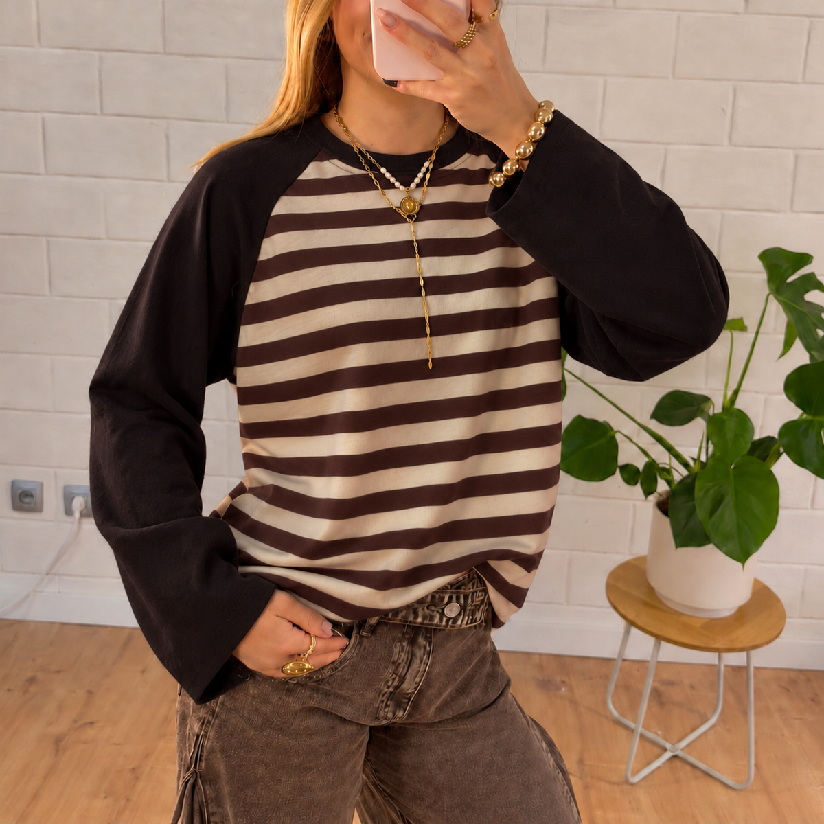 Romy Striped Longsleeve Brown & Beige