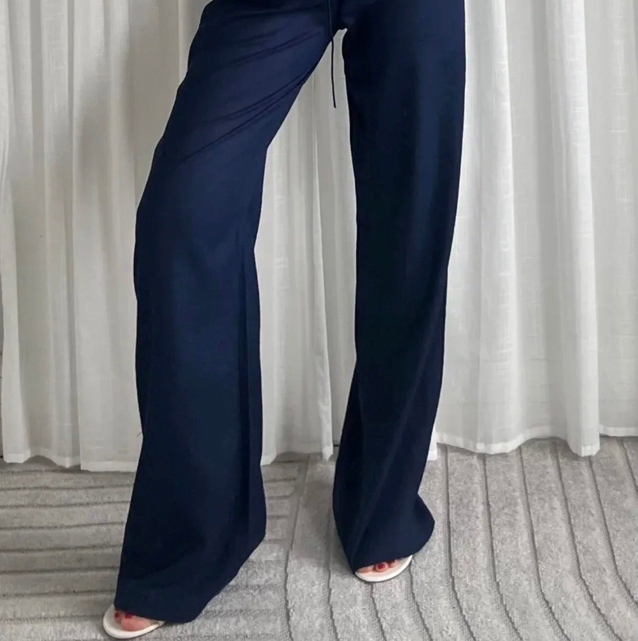 Lula Linen Pants Navy (Tall Proof)