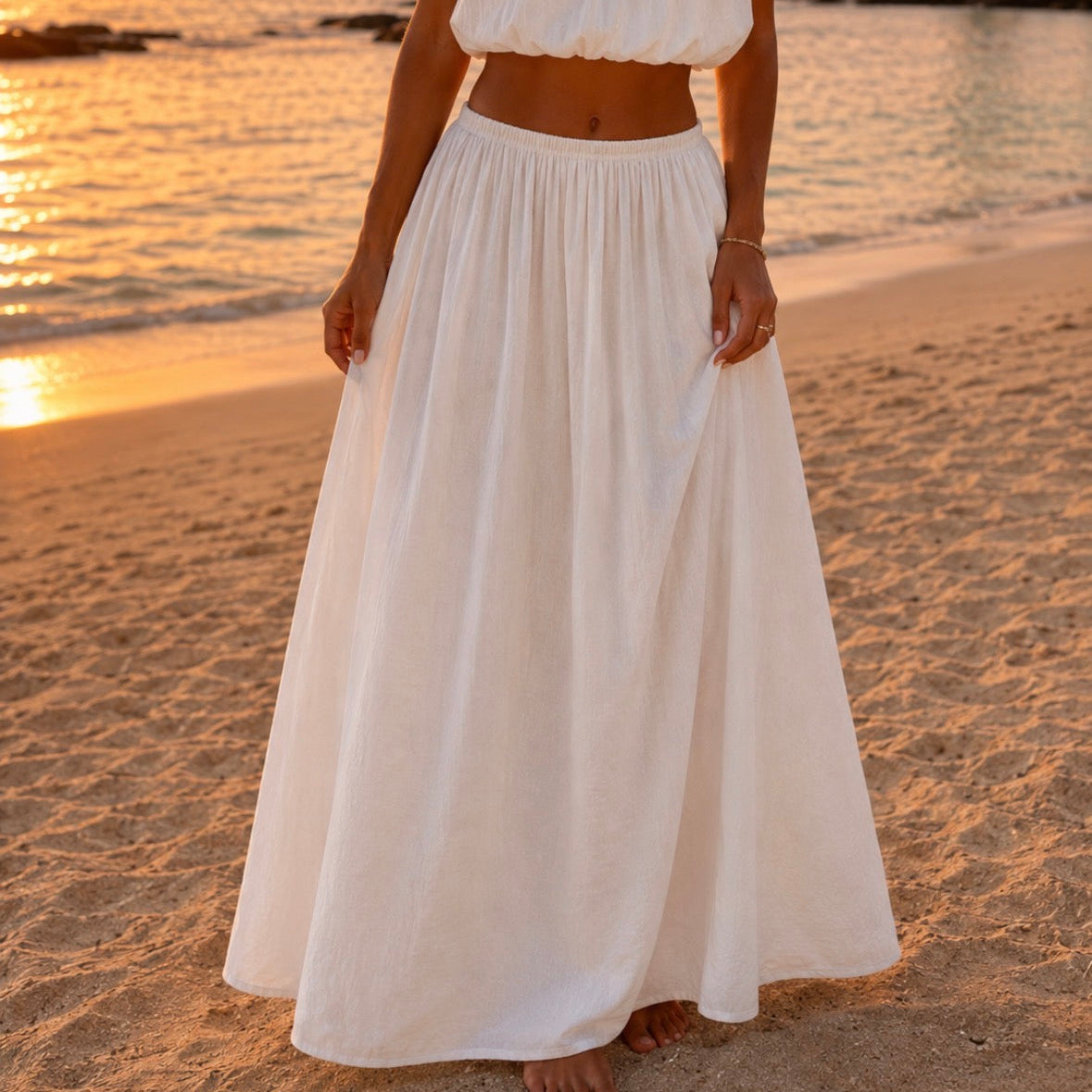 Louise Long Skirt White