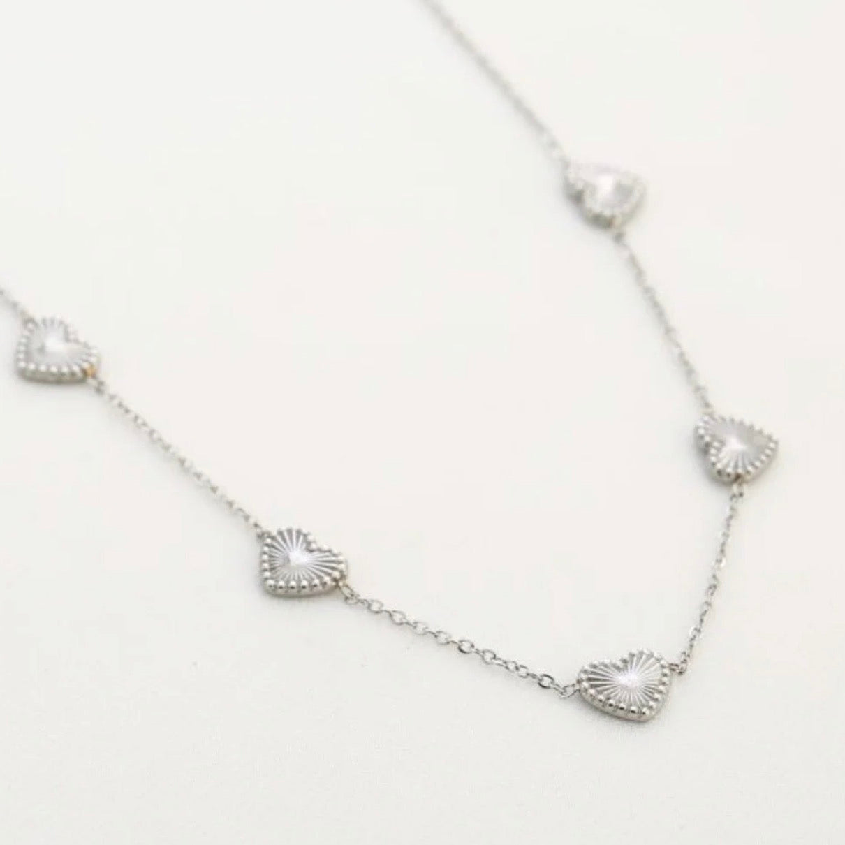 Multi Hearts Necklace Silver