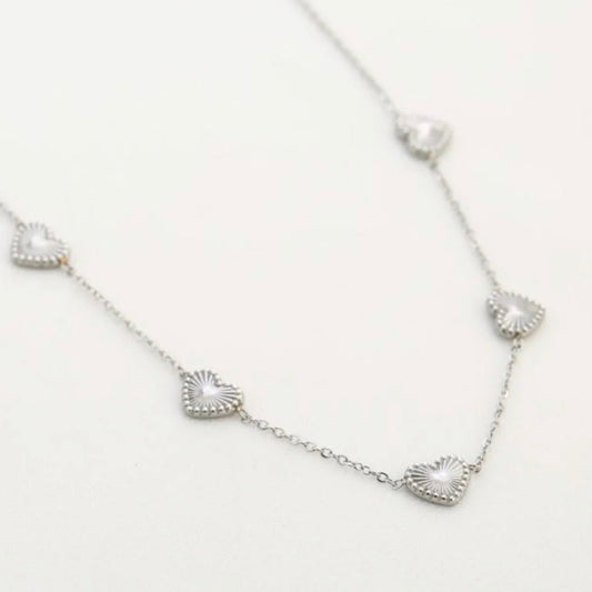Multi Hearts Necklace Silver