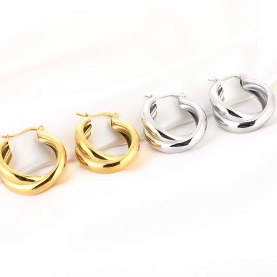 Double Hoops Silver