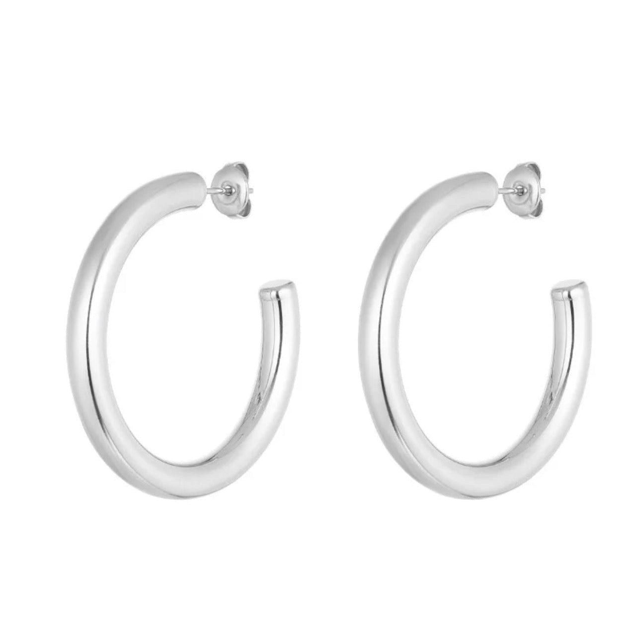 Basic Half Hoops Earrings Silver