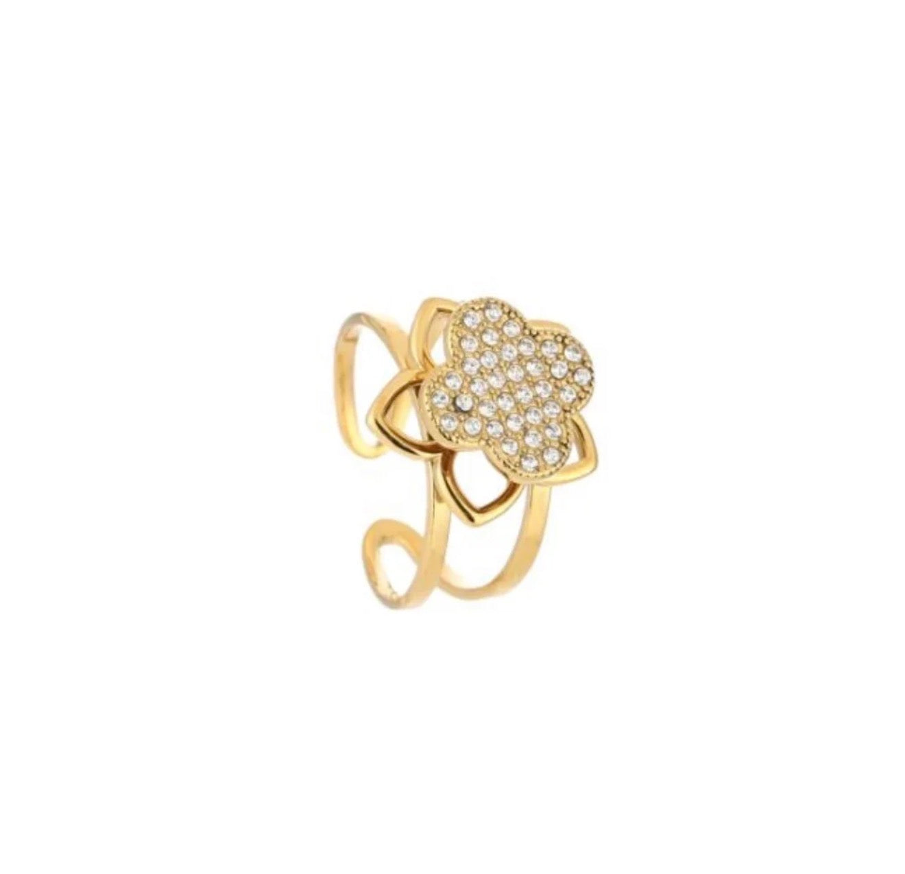 Sparkle Clover Anxiety Ring Gold