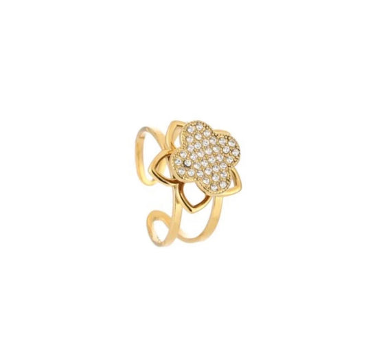 Sparkle Clover Anxiety Ring Gold