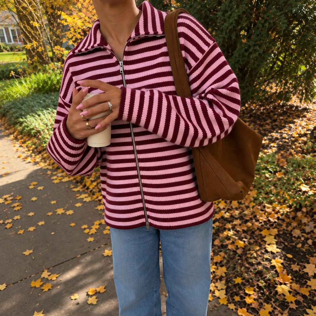 Marlow Striped Vest Bordeaux & Rose