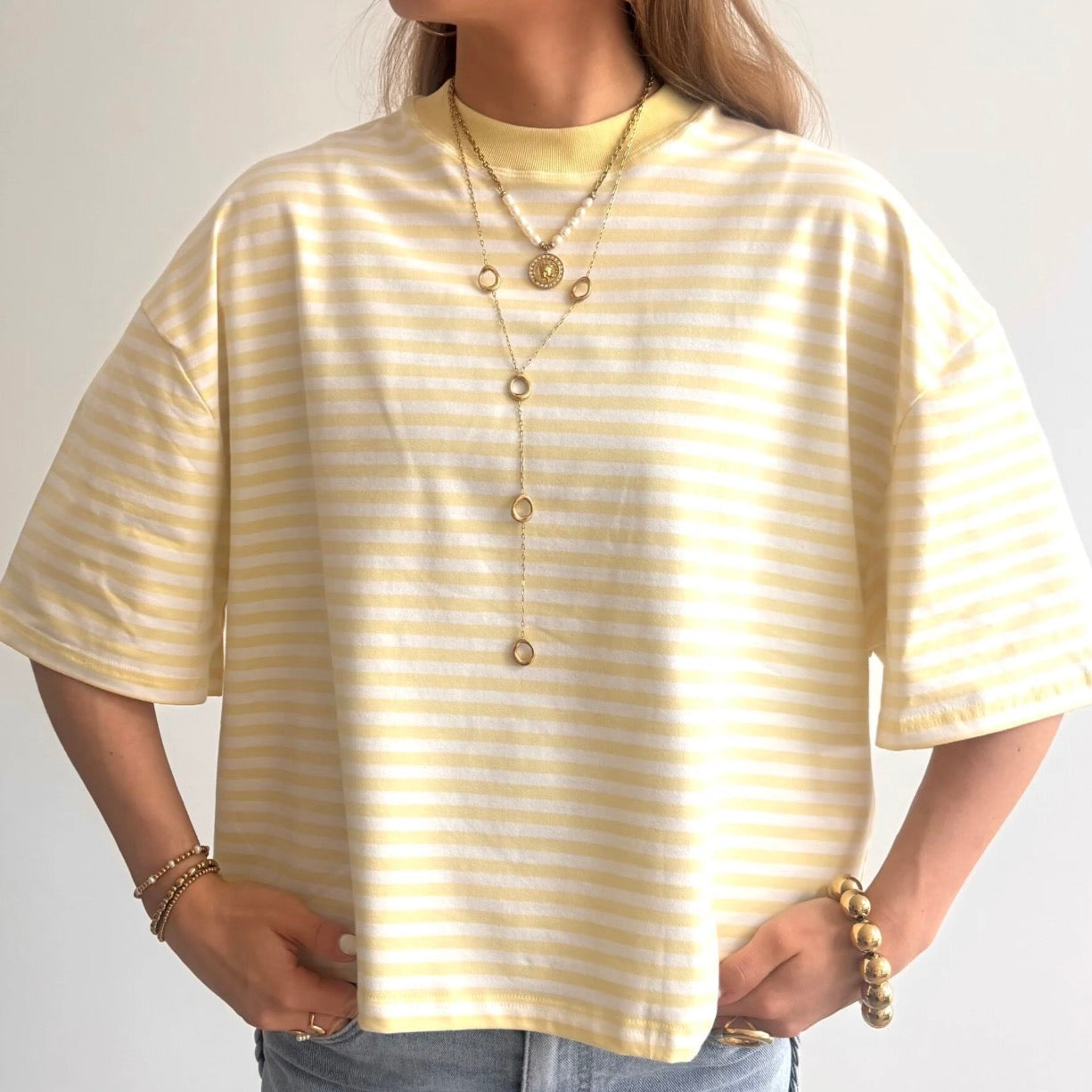 Bailey Striped T-shirt Butter Yellow & White