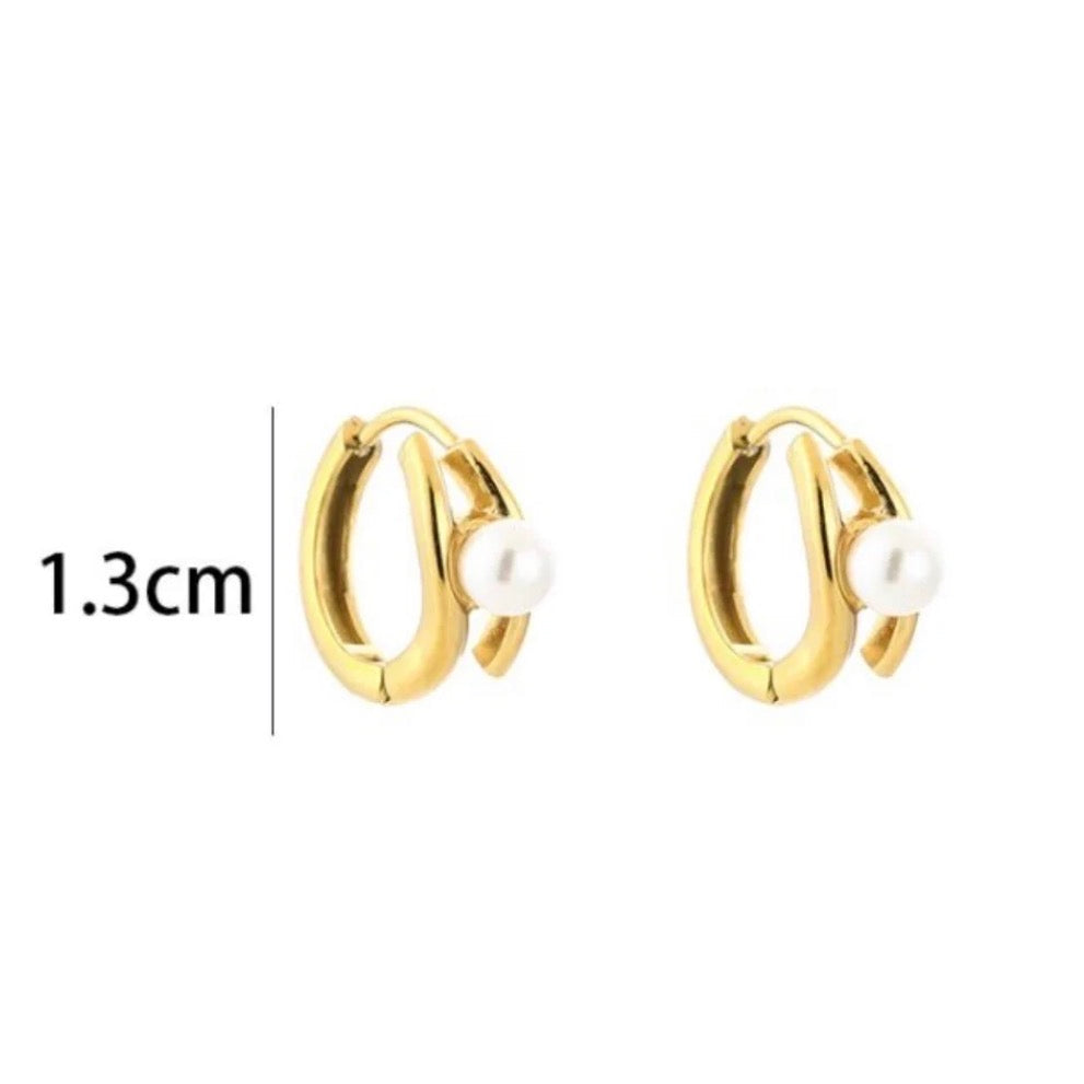 Mini Pearl Hoops Gold