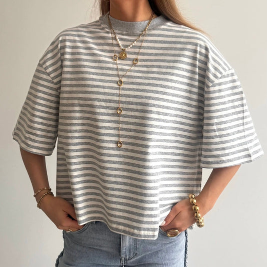 Bailey Striped T-shirt Grey & White