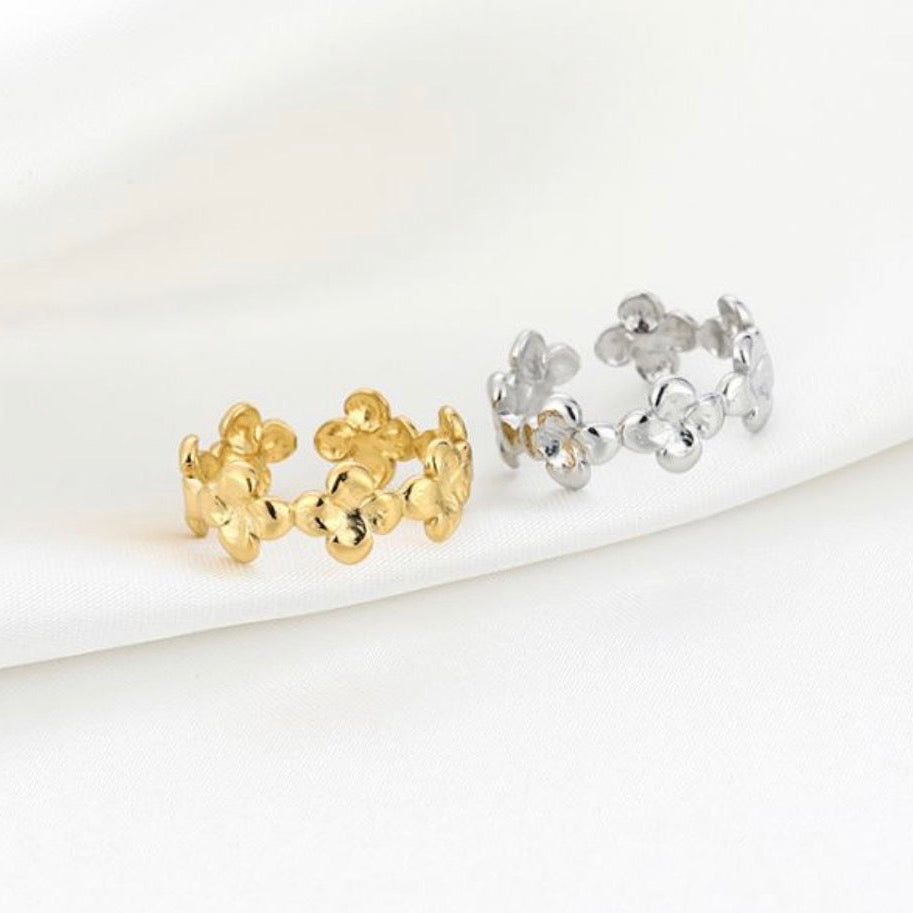 Multi Cute Flower Ring Silver