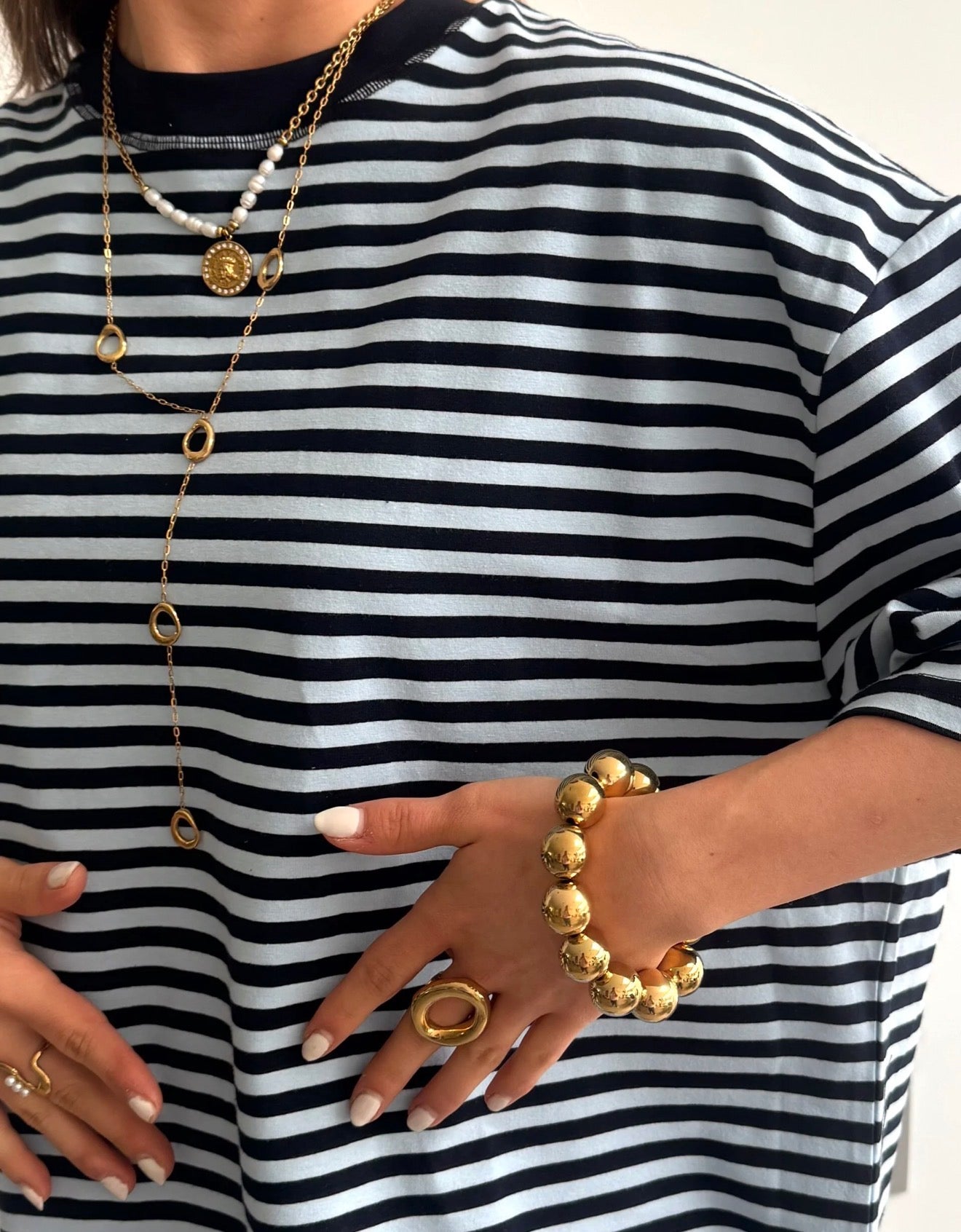Bailey Striped T-shirt Light Blue & Navy