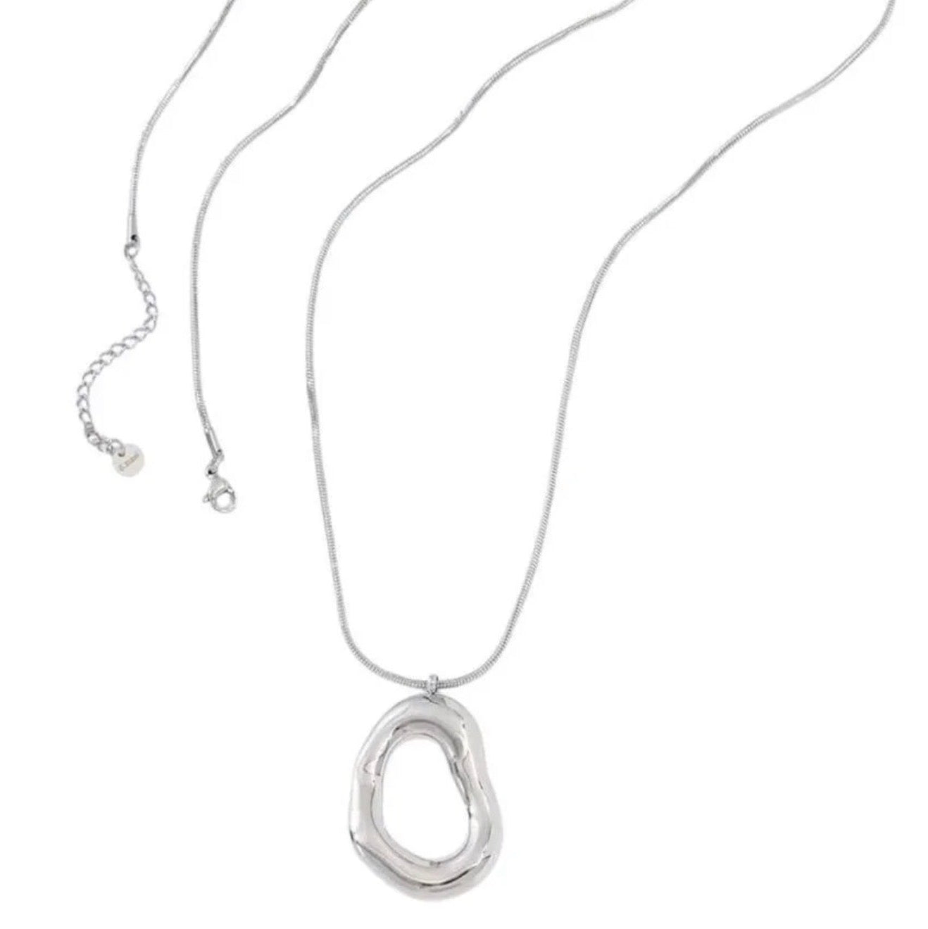 Long Hoop Necklace Silver