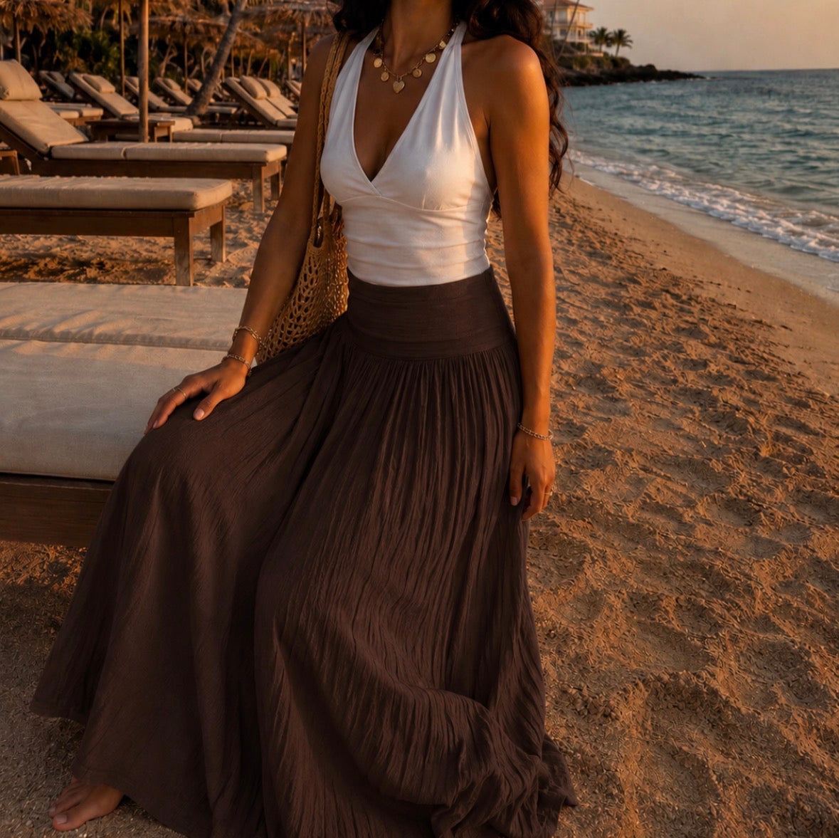 Camille Long Skirt Chocolate