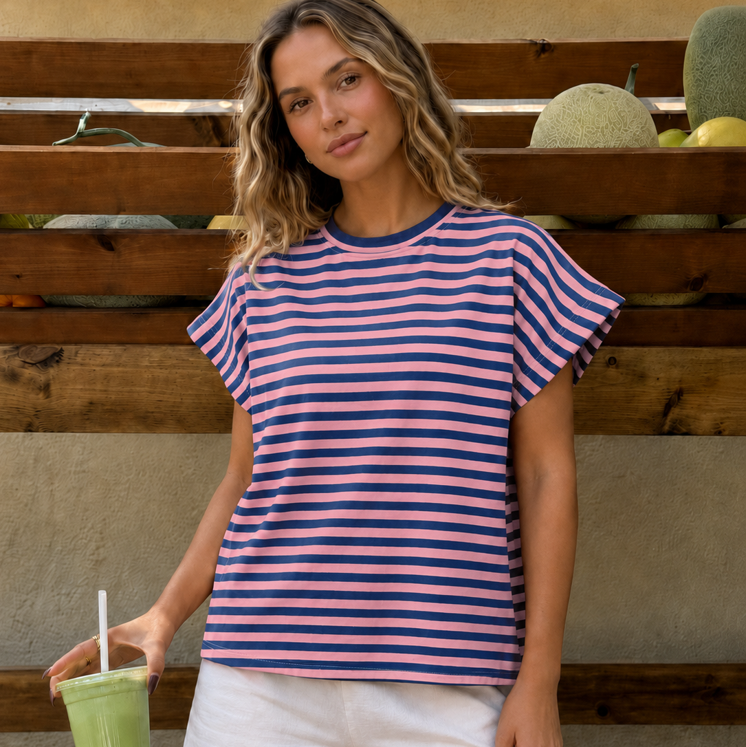 Elodie Striped T-shirt Blue and Roze