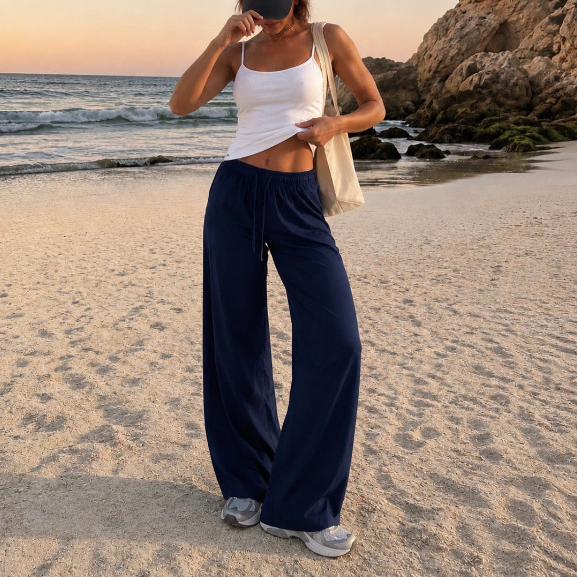 Lula Linen Pants Navy (Tall Proof)
