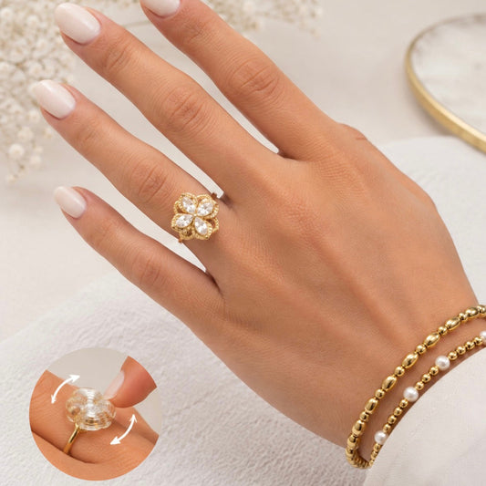 Sparkle Flower Anxiety Ring Gold