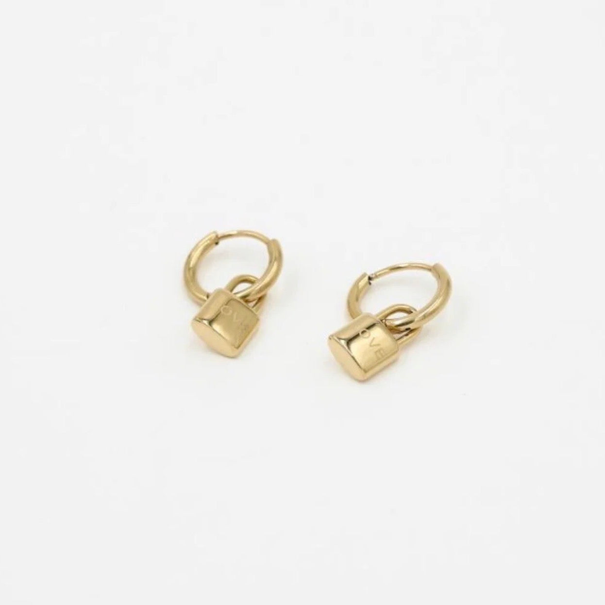Lock Earrings Gold