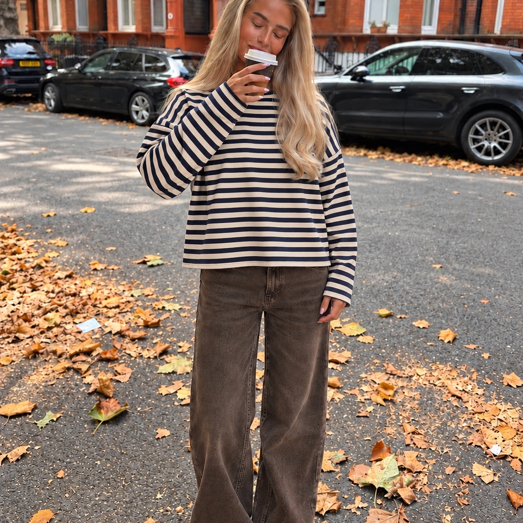Lennie Striped Longsleeve Navy & Ecru