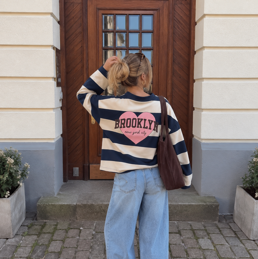 Brooklyn Striped Long Sleeve Navy & Butter Yellow