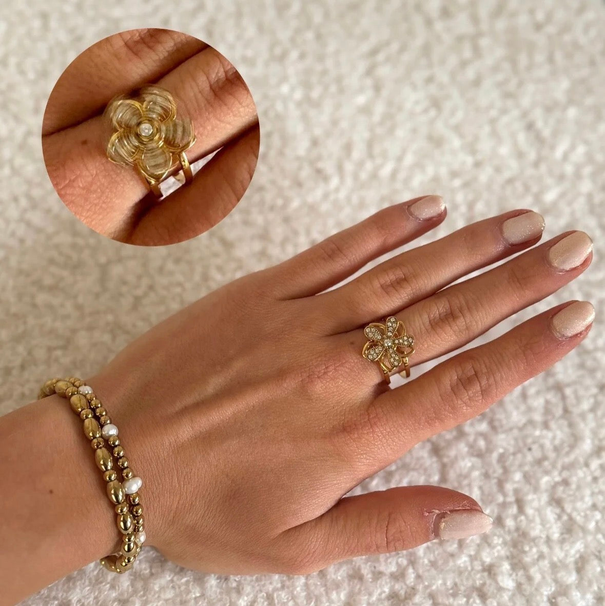 Sparkle Flower Anxiety Ring Gold