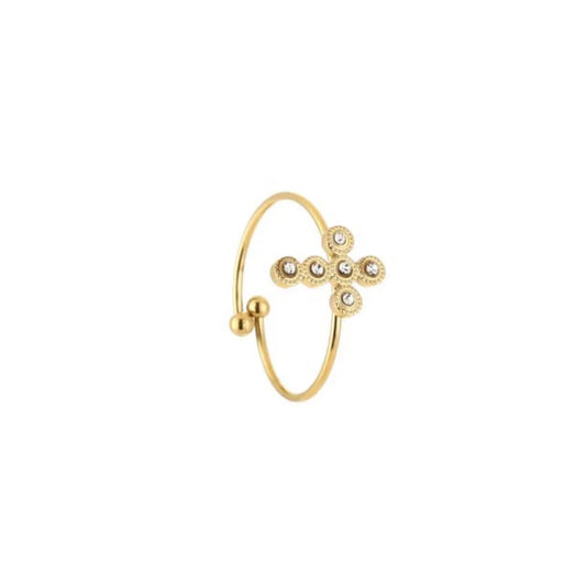 Diamands Cross Ring Gold