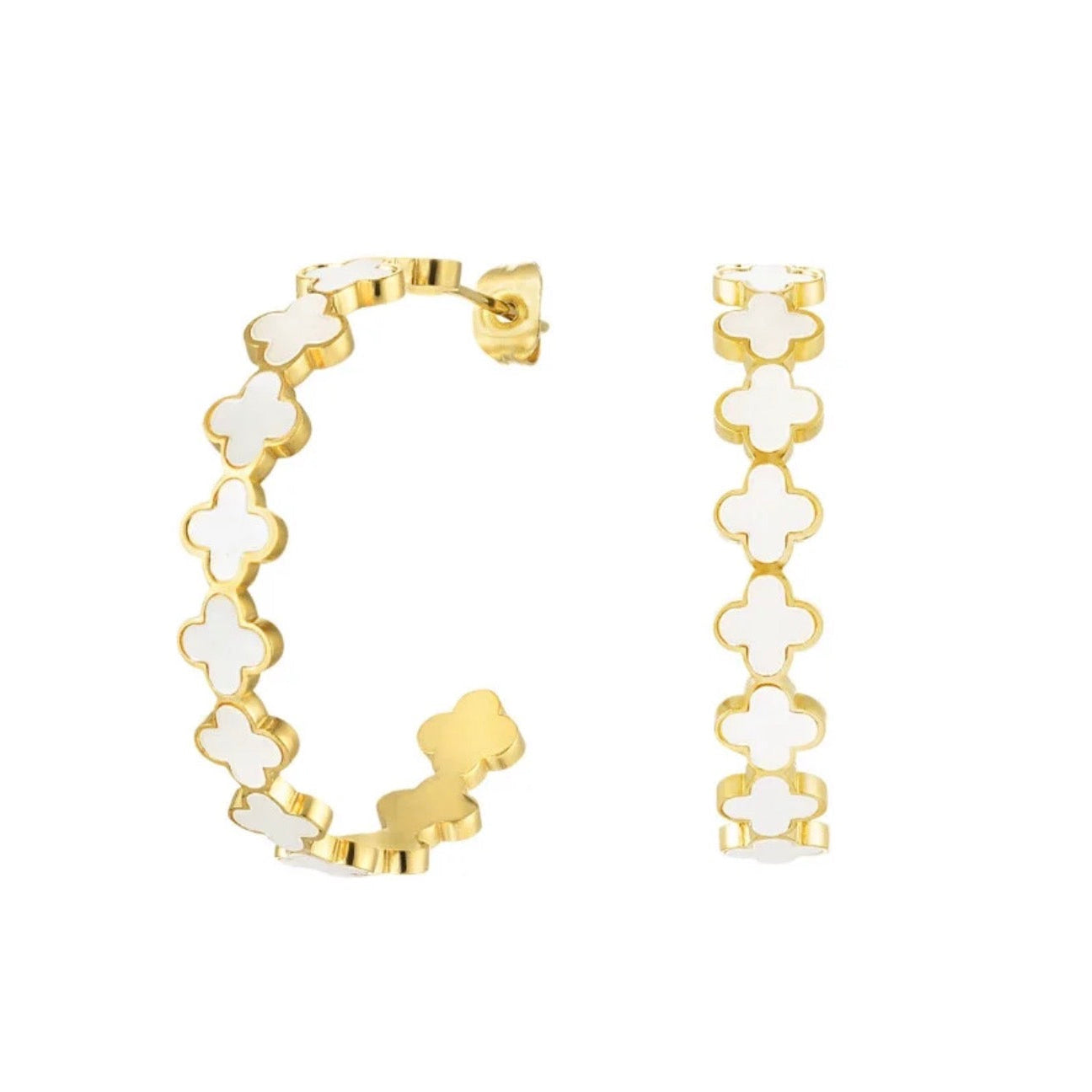 White Clover Earrings Gold