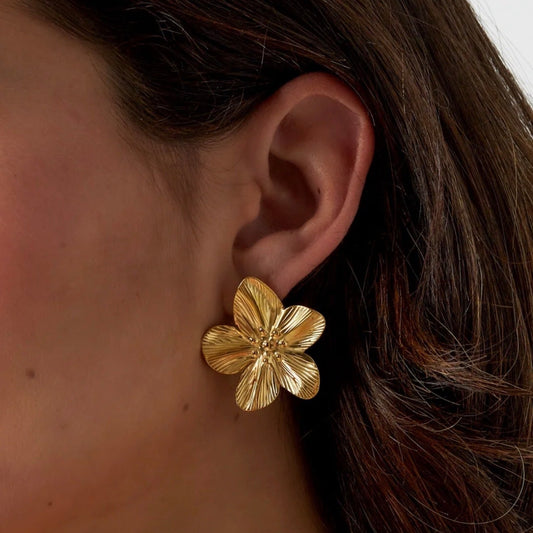 Tropical Flower Earrings Gold