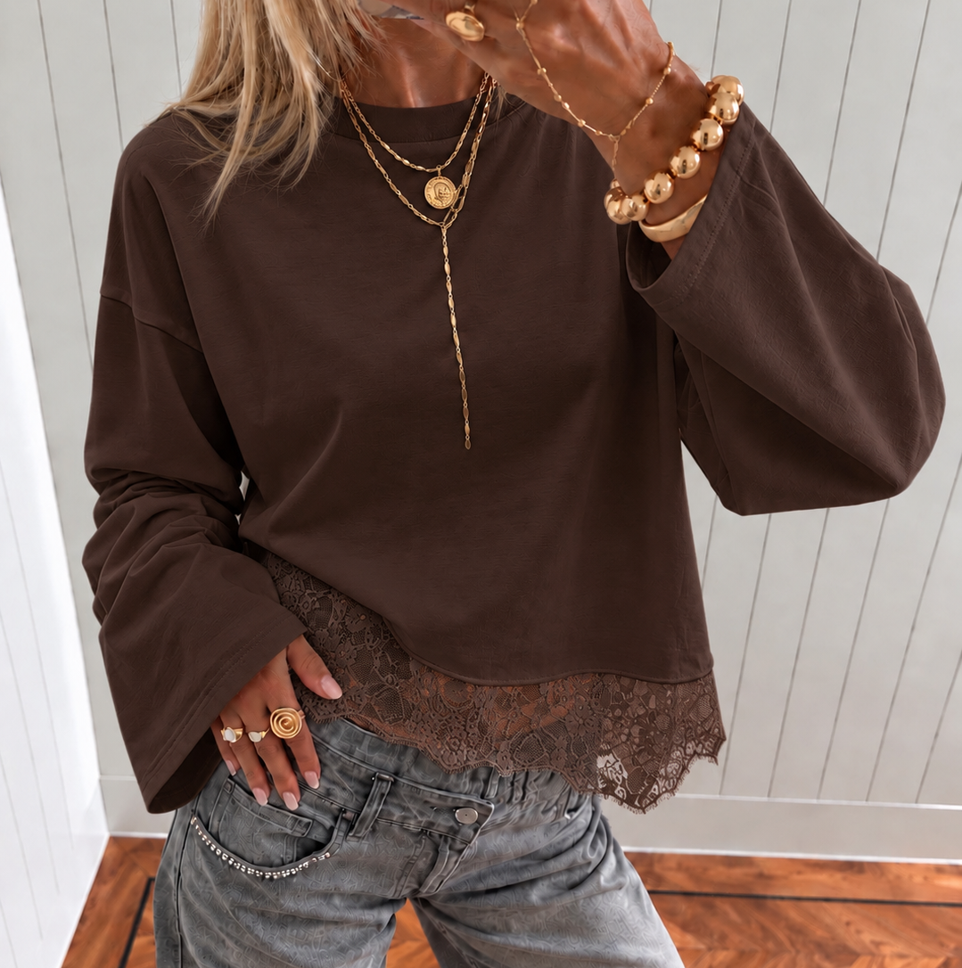 Premium Quality Lace T-shirt Brown