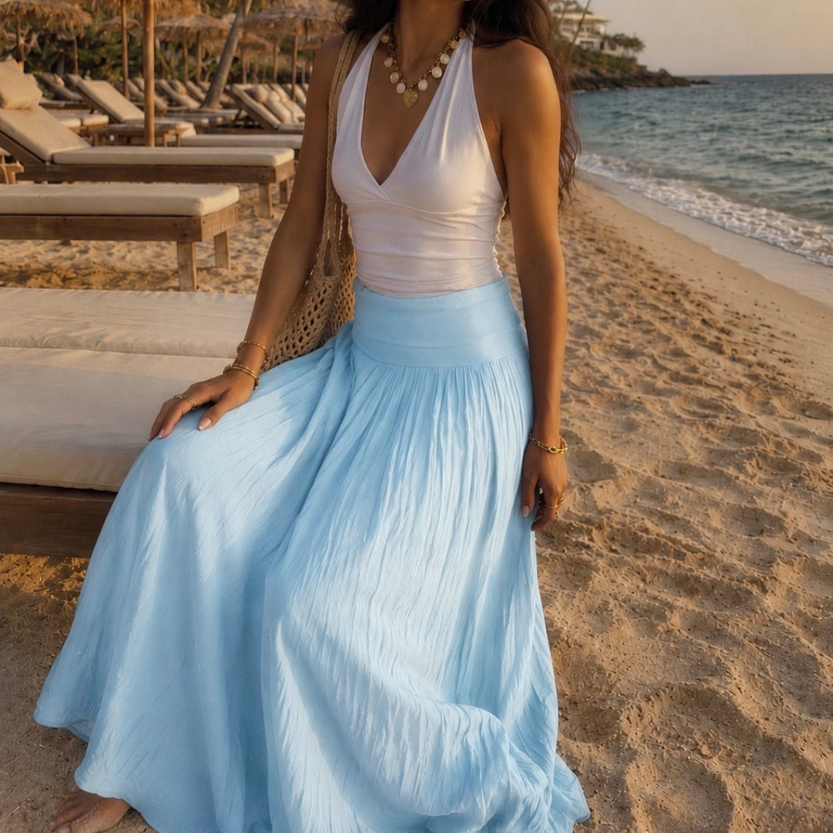 Camille Long Skirt Blue