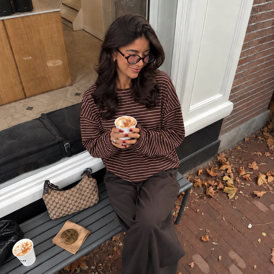 Ella Striped Longsleeve Brown & rose