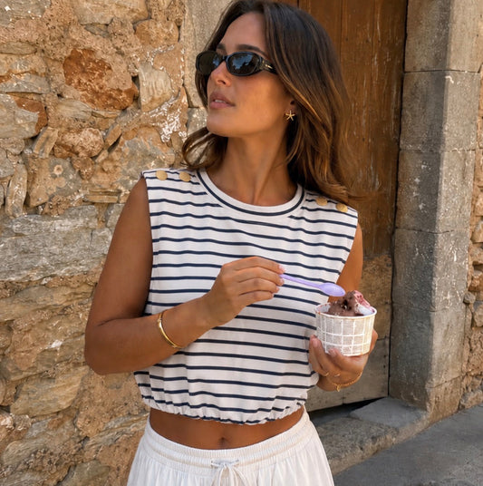 Nova Top Navy & White