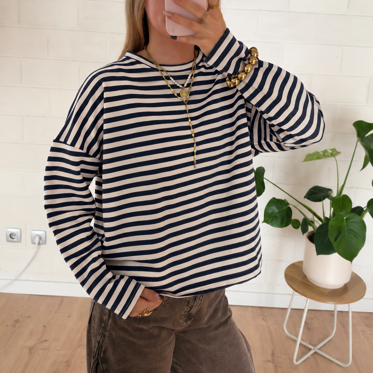 Lennie Striped Longsleeve Navy & Ecru