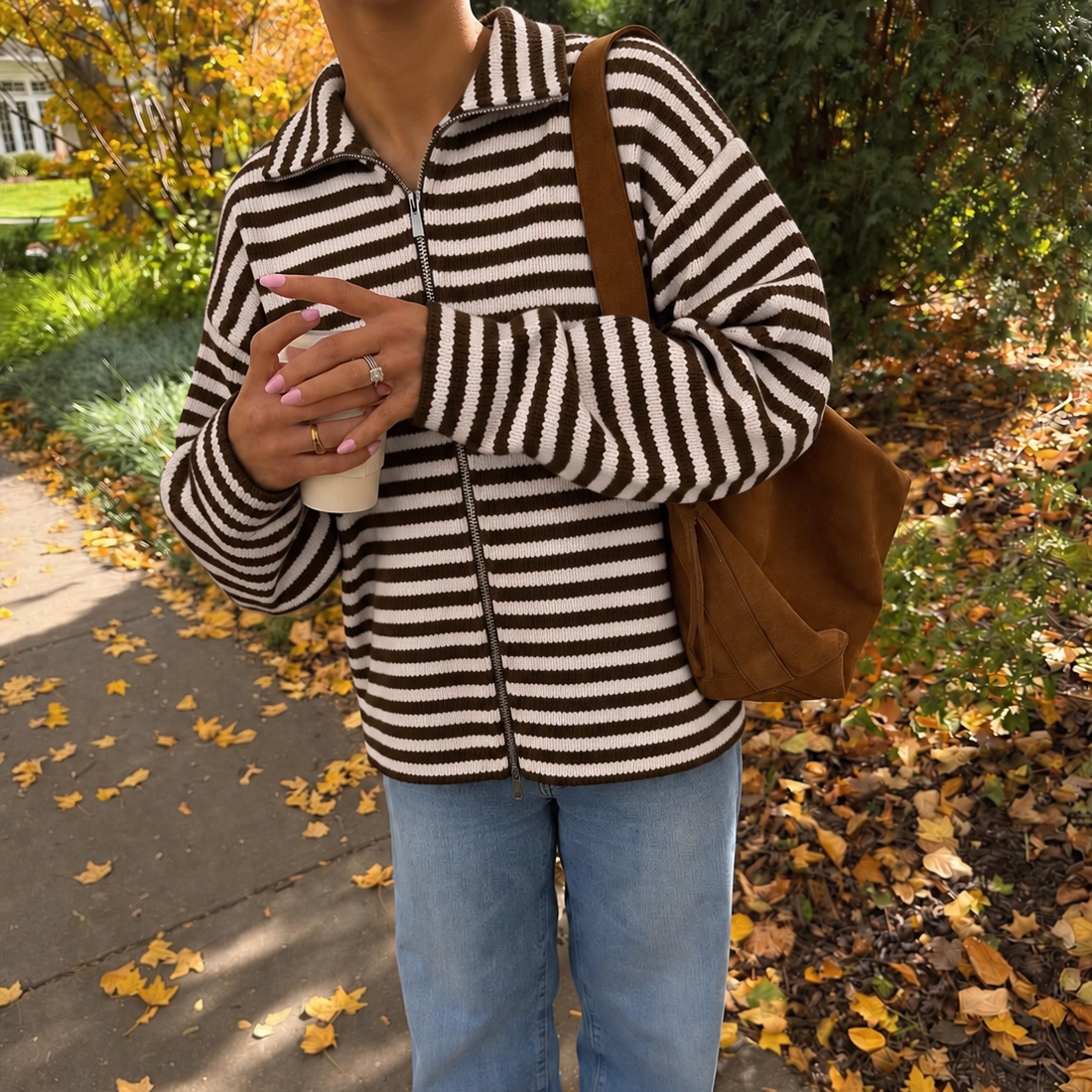 Marlow Striped Vest Brown & Beige