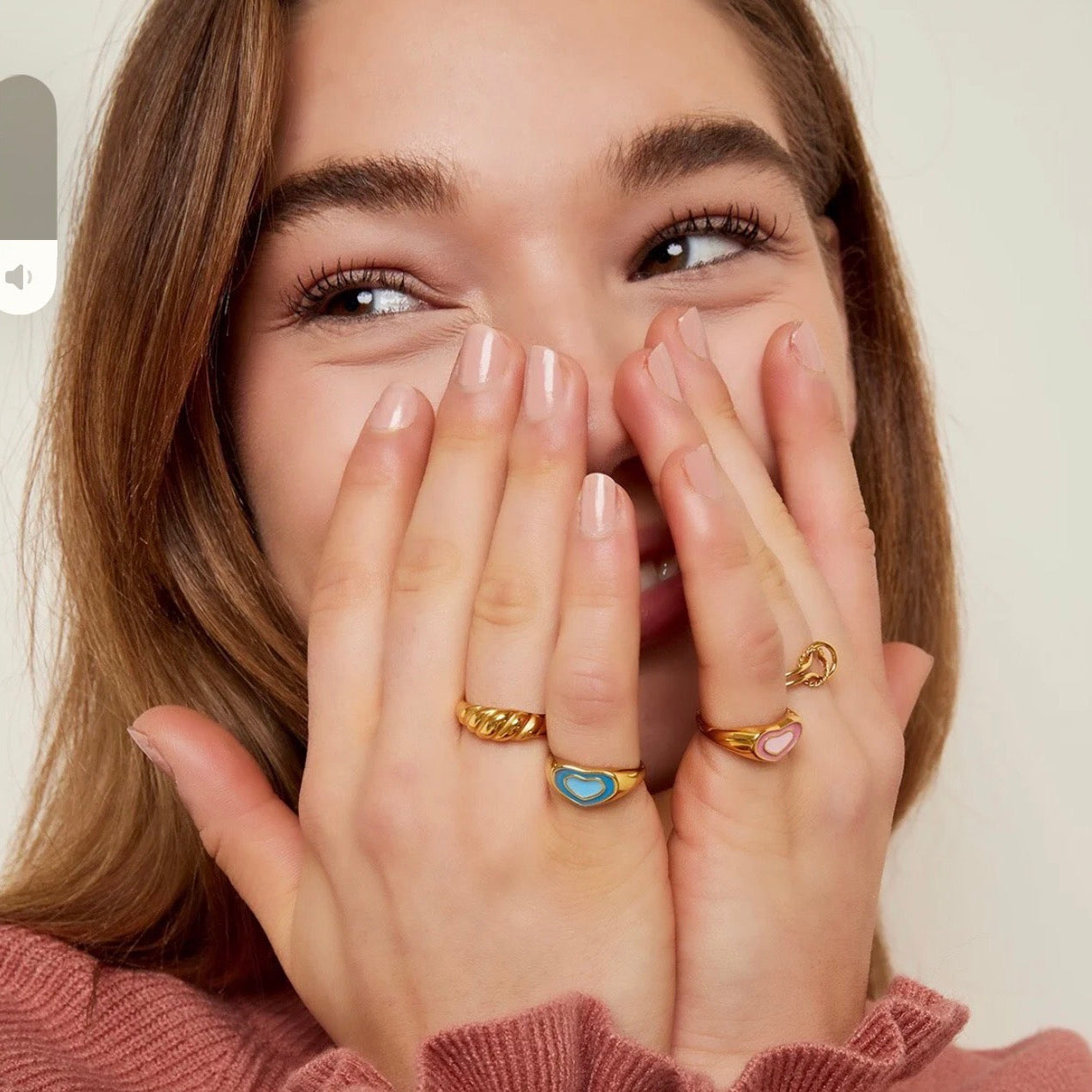 Seal Ring Heart  Gold & Blue