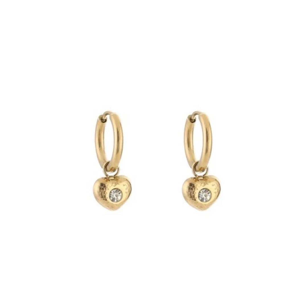 Mini sparkle Heart Earrings Gold