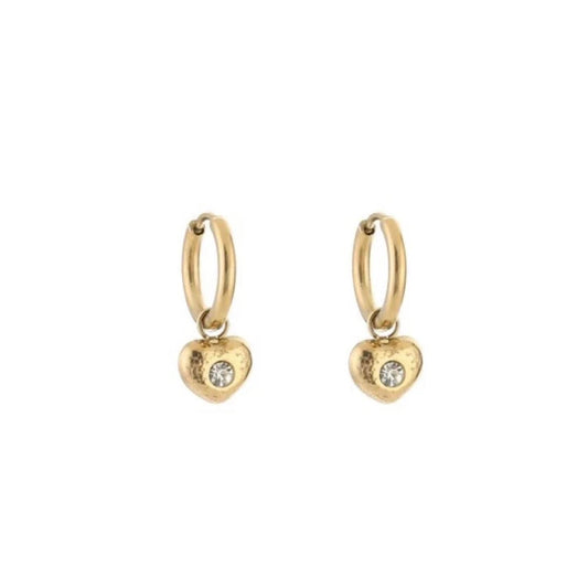 Mini sparkle Heart Earrings Gold