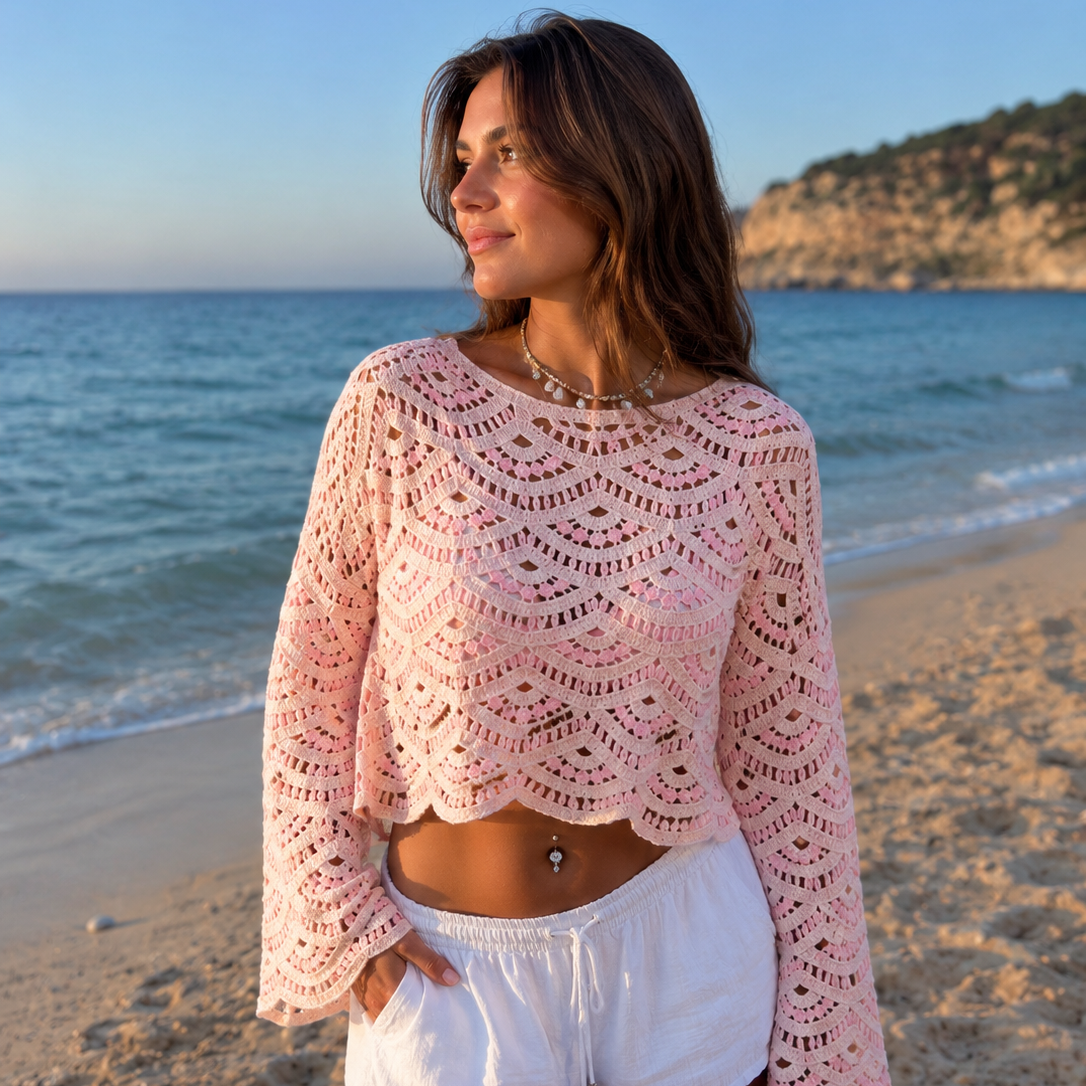 Broderie Beach Wear Light Rose & White
