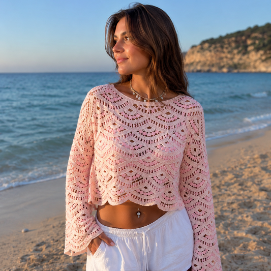 Broderie Beach Wear Light Rose & White